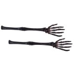 Destockage, lot de 2 couverts  salade bras squelette 32cm noirs