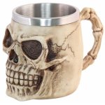 Chaks 10575, mug t�te de mort en r�sine et m�tal 11cm