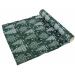 Chemin de table velours vert avec arbres blancs