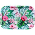 Chaks 10964, grand plateau m�tal fleurs tropicales 34 cm