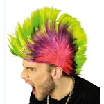 Perruque punk multicolore lumineuse led