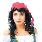 Chaks 11 275154 1, foulard rouge pirate avec cheveux, boucles noires