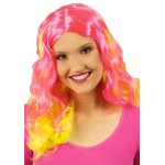 Chaks 11 277273, perruque jade cheveux longs, fuchsia fluo et jaune