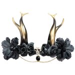 Chaks 11117, coiffe gothique noire avec cornes, tte de mort et mdaillon