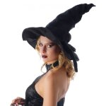 Chaks 11191, chapeau de sorcire toile avec gros noeud, noir