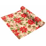 Chaks 11485, chemin de table poinsettias rouge avec paillettes