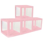 Chaks 11594 - 03, lot de 4 cubes en carton avec film plastique rigide 30x30x30cm, rose