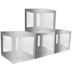 Chaks 11594 - 80, lot de 4 cubes en carton avec film plastique rigide 30x30x30cm, argent