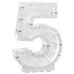 Structure 63, 5cm en carton / film pour ballons, chiffre 5 blanc