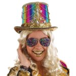 Chaks 12178, chapeau haut de forme crazy cabaret, strass multicolores