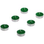 Chaks 12280, set de 6 bougies chauffe - plat paillettes, vert jungle Chaks 12280, set de 6 bougies chauffe - plat paillettes, vert jungle