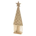 Chaks 12348, d�co sapin en bois naturel sur pied avec macram� 36cm