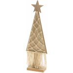 Chaks 12349, d�co grand sapin en bois naturel sur pied avec macram� 51cm