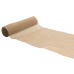 Chemin de table jute rustic 5m, beige / blanc