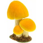 Chaks 12401, trois champignons jaune bomb�s factices sur socle 17cm