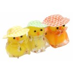 Chaks 12572, lot de 3 poussins jaunes avec chapeau et cir� tulle fleuri 5, 5cm