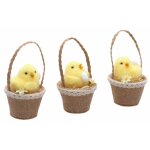 Chaks 12583, poussin jaune dans panier avec anse 12cm (x1)