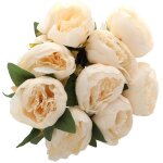 Chaks 12694, grand bouquet de 9 pivoines 43cm ivoire saumon�