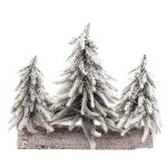 Chaks 12778, centre de table en bois avec 3 sapins enneig�s r�alistes et 20 leds 27x32cm