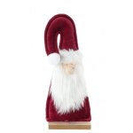 Chaks 12897, centre de table p�re no�l bordeaux velours avec barbe 22, 5cm sur socle