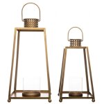 Chaks 13002, lot de 2 lanternes majestic ouvertes mtal bross 34cm / 45cm