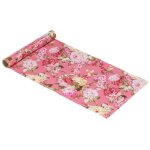 Chaks 13244, chemin de table tissu fleurs roses 3m