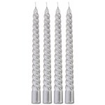 Chaks 13297 - 80, set de 4 bougies flambeau torsades 25cm, mtallises argent