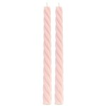 Chaks 13299 - 03, set de 2 bougies flambeau torsades 26cm, rose nude