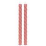 Chaks 13299 - 129, set de 2 bougies flambeau torsades 26cm rose flamingo