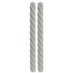 Chaks 13299 - 21, set de 2 bougies flambeau torsades 26cm, gris