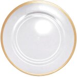 Chaks 13344, grande sous - assiette plastique transparente avec bord dor 33cm