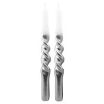 Chaks 13553 - 80, set de 2 bougies flambeau torsades 28, 8cm dgrad blanc / argent