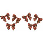 Chaks 13692, sachet de 6 mini noeuds tissu scottish 6, 5cm rouge / vert / or