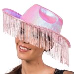 Chaks 14066 - 04, chapeau cowgirl iris avec franges, rose