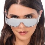 Chaks 14074, lunettes effet miroir avec monture transparente et branches larges, argent