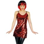 Chaks 35 292662 03, tunique disco  sequins rouge, taille xs