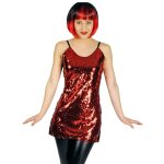 Tunique disco  sequins rouge adulte, taille s / m