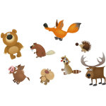 Chaks 80041, sachet de 16 confettis de table animaux de la fort