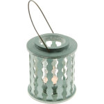 Chaks 80129, lanterne bois bleu ciel avec bougeoir verre 13, 5cm
