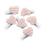 Chaks 80421 - 32, set de 6 pinces coeurs 2, 6cm, rayures rose pastel