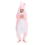 Dguisement peluche big lapin rose rembourr 180 cm, adulte