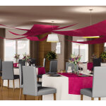 Chaks c350011, set 3 tentures de plafond voile triangle, fuchsia