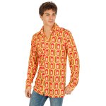 Chaks c4404l, chemise disco motifs carr jaune / rouge homme, taille l