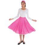 Chaks c4511 - 04, jupe longue � pois blancs 60's + bandeau, rose
