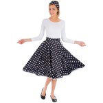 Chaks c4511 - 10, jupe longue à pois blancs 60's + bandeau, noir Chaks c4511 - 10, jupe longue à pois blancs 60's + bandeau, noir
