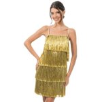 Chaks c4679s, robe scintillante  franges, or taille s