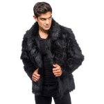 Chaks c4681l, manteau en fausse fourrure, noir taille l