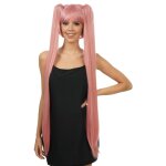 Chaks c4705 - 04, perruque cosplay longues couettes 99cm avec frange, rose