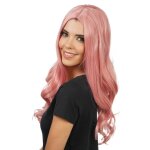 Chaks c4707 - 03, perruque cheveux longs onduls, rose pastel