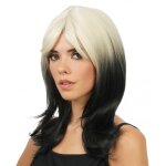Chaks c4708, perruque cheveux mi - longs, blanc et noir